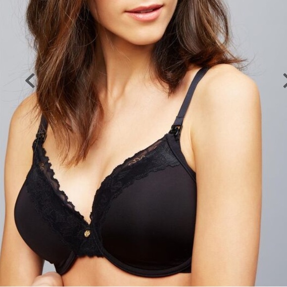 Natori Nursing Bra Full Coverage Maternity Size 38 F (DDD) black lace - Picture 1 of 5